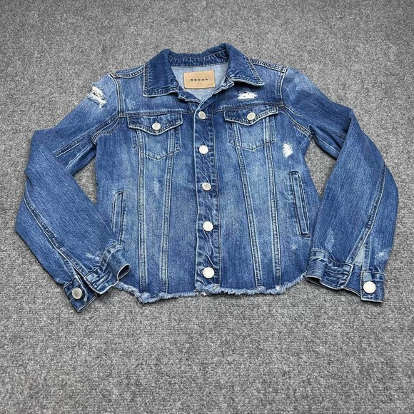 Blank NYC Jackets & Blazers - Blank NYC distressed denim jacket with raw hem. Size Extra Small